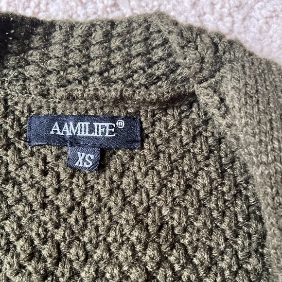 AAMILIFE *Cozy* Olive Green Cardigan | Chunky Knit | Open Front | Size XS | GUC - Picture 12 of 12